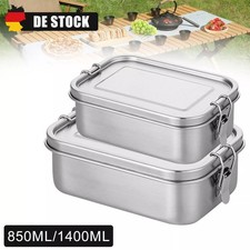 Edelstahl Lunchbox eckig auslaufsicher Metall Brotdose Vesperdose Brotbox Dose