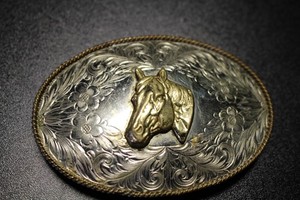 Montana Silver Smith Large Oval Horse Head German Silver, Columbus, Mont.