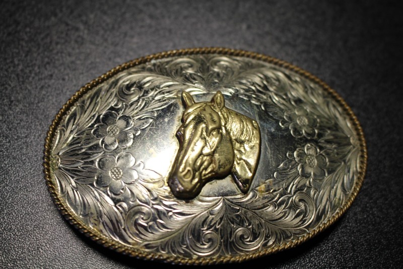 Montana Silver Smith Large Oval Horse Head German Silver, Columbus, Mont.