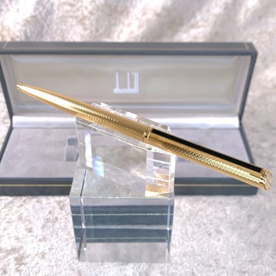 Vintage Dunhill Kugelschreiber Gemline Gold Finish Gerste Schwarz Clip mit Etui