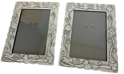 Nexxt Baby Picture Frames Set 4x6 Silver Nursery Decor Neutral 2 Pack
