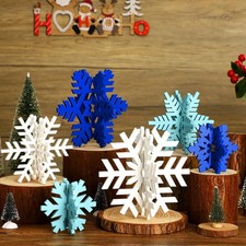 12 Pcs Winter Wooden Snowflake Decor Winter Signs 3D Snowflake Tabletop Decor...