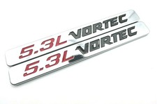 2pc 5.3l Vortec Hood Emblem Fit For Silverado Sierra Chrome Red Black Nameplate