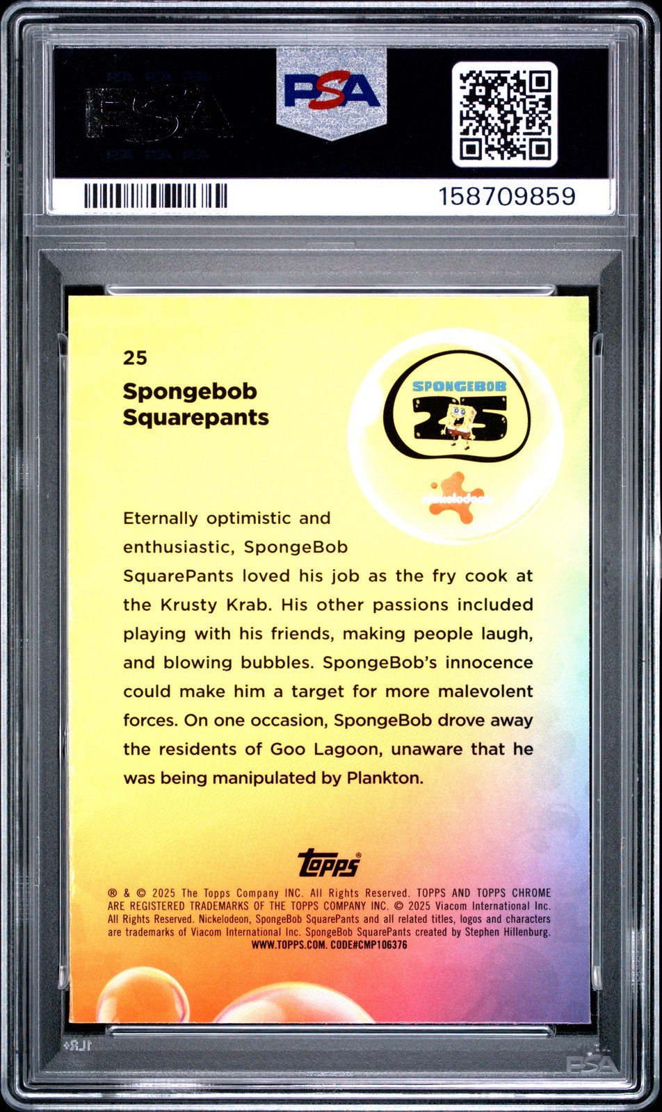 2025 #25 SPONGEBOB SQUAREPANTS PSA 9 view 2