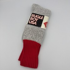 Vintage NOS Bugle Boy Tube Socks 10-13 1980's 90's USA Cotton Gray w Red Tops