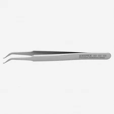 Knipex Stainless Steel SMD Positioning Tweezers, Angled, 4.5", Shaped Tips