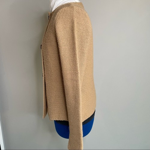 Camaieu France Sweater Womens Medium Tan Soft Knit Double Breasted Wool Blend - Picture 4 of 9