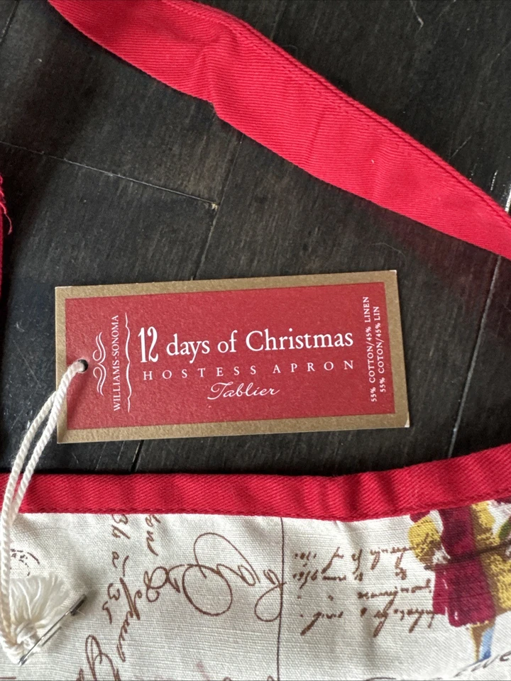 Williams Sonoma 12 天圣诞围裙口袋褶皱全棉机洗 — 第 2/3 张图片
