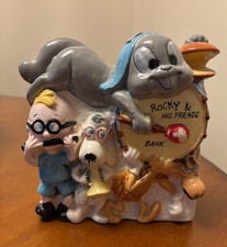 Rocky and Bullwinkle and Friends ceramic Jay Ward licensed 1960 bank