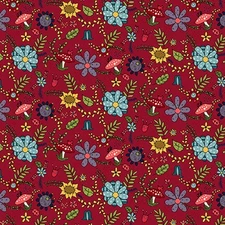 Henry Glass Gnome For the Holiday Floral Red Fabric By The Yard