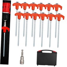 Pack Screw in Tent Stakes Heavy Duty,8    Ground Anchors Screw 12 Orange