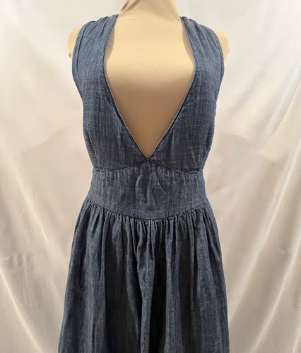 Womens Maxi Halter Dress Denim Halter Dress Tiered Maxi Dress Empire Waist *read - Picture 3 of 22