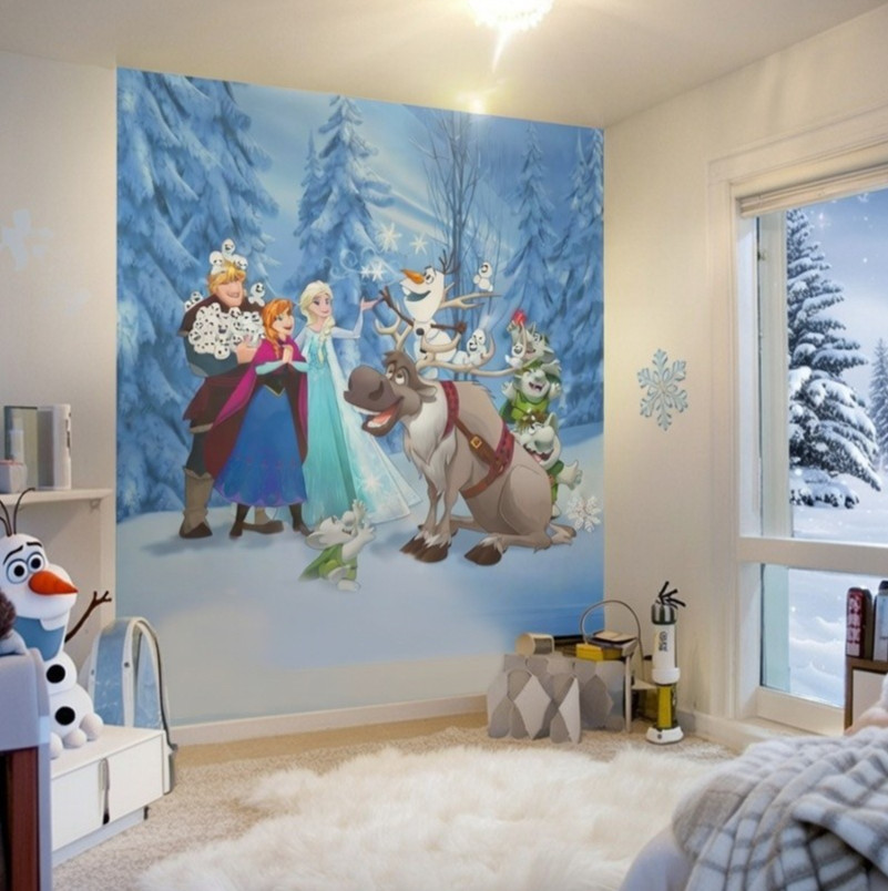 Disney Frozen WALLPAPER winter bedroom WALL MURAL non-woven decor Anna Elsa Olaf