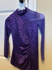Weissman Ruched sequin dress with a shiny spandex lining, Size MC, Purple Dance