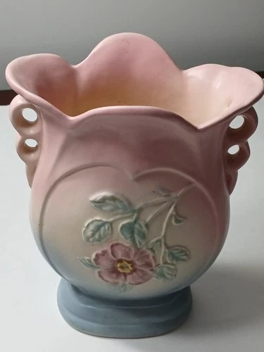 Hull Art Pottery 1950's Wildflower Pattern Number 504-81/2" Pink & Blue Vase