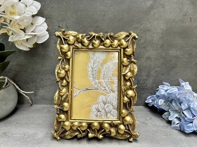 Gold Fotorahmen verzierter Bilderhalter Kirsche Obst Dekor 4''x6'' Foto Geschenk