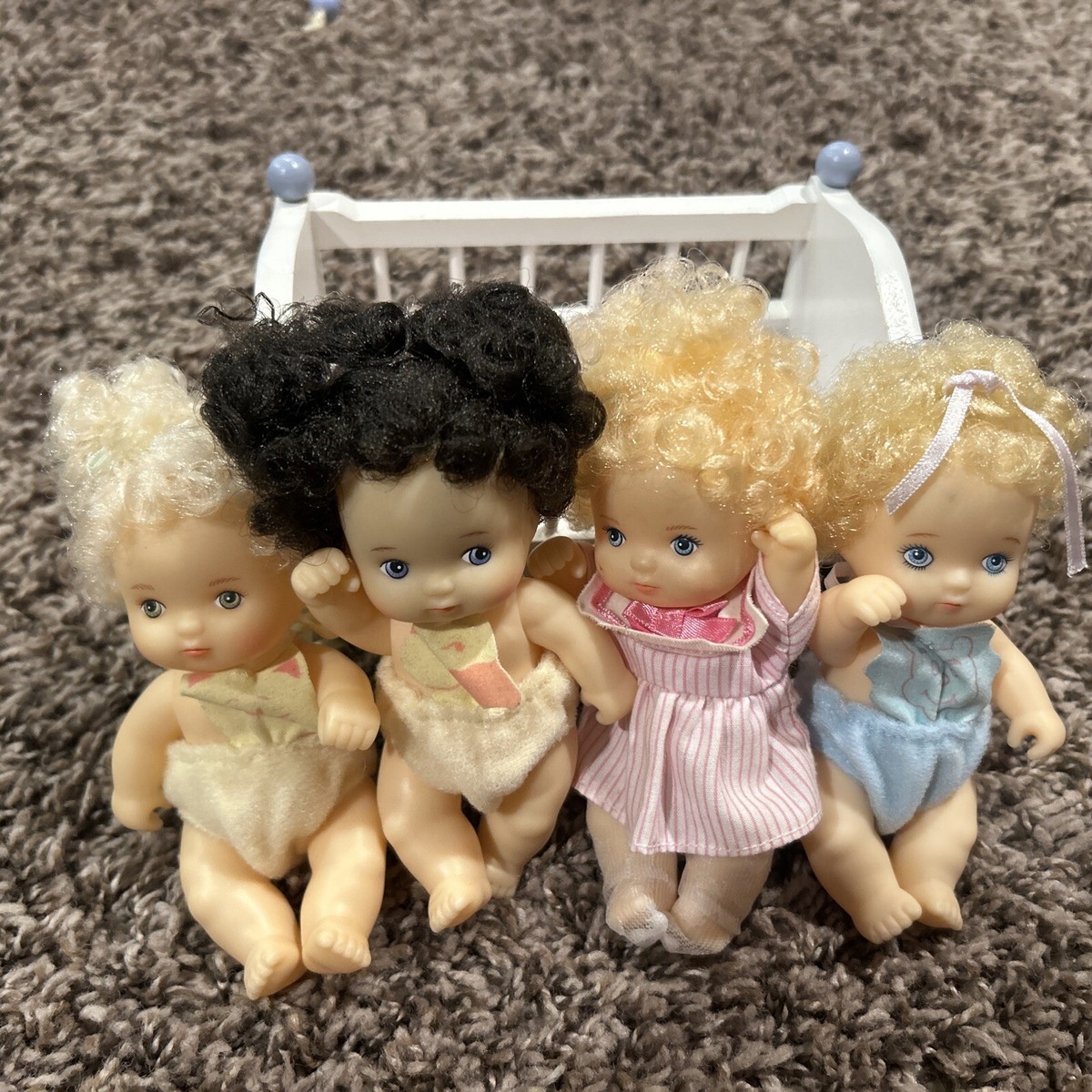 Vintage Love A Bye Baby Dolls 4 And Wooden crib And Accessories