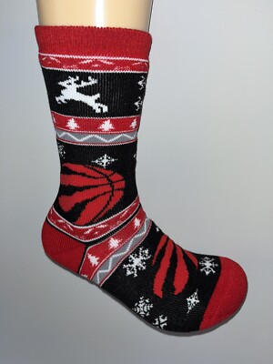 TORONTO RAPTORS NBA BASKETBALL LOGO MENS HOLIDAY PATTERN CREW SOCKS MEDIUM 