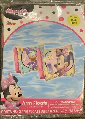 Disney Minnie Mouse & Daisy (2) Inflatable Arm Floats 5.8inches Swim Repair Kit