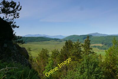 Photo 12x8 Craig y Dinas Bryn-llin-fawr Yn edrych dros goed oddi ar lethra c2013