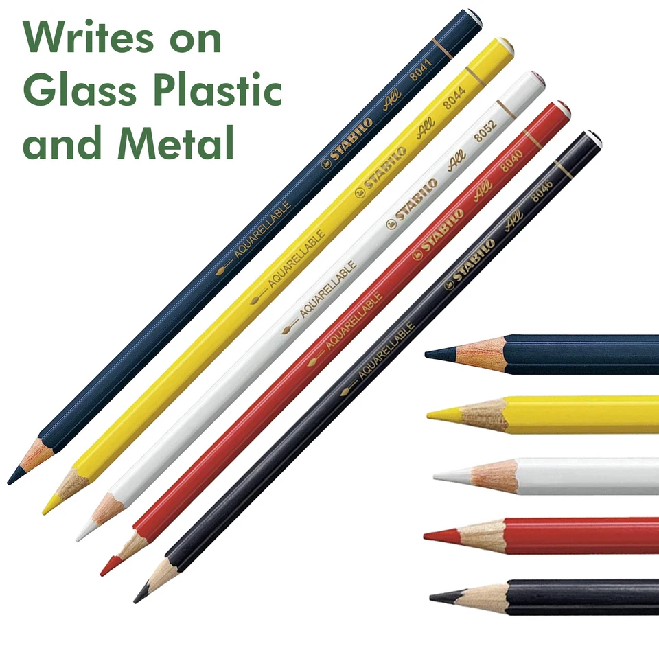 STABILO CHINAGRAPH CHINA MARKER Wax PENCILS for Plastic, Glass Metal PREMIUM