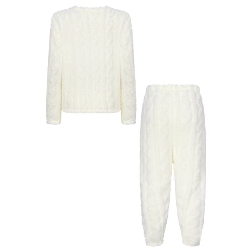 Womens Pajamas Set New Year Sleepwear Solid Color Homewear Elastic Waistband - Picture 47 of 79