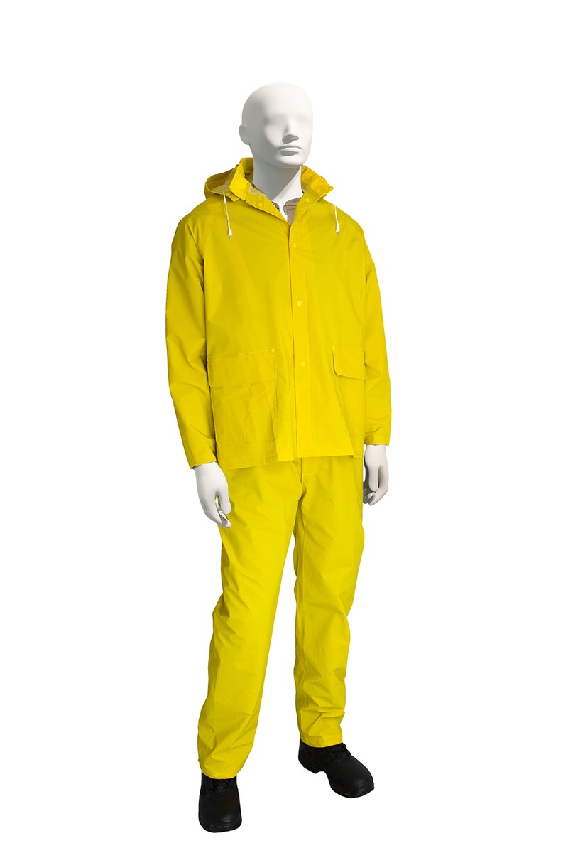 Heavy Duty Yellow Rain Suit 3pc–Waterproof Slicker - Size XL | eBay