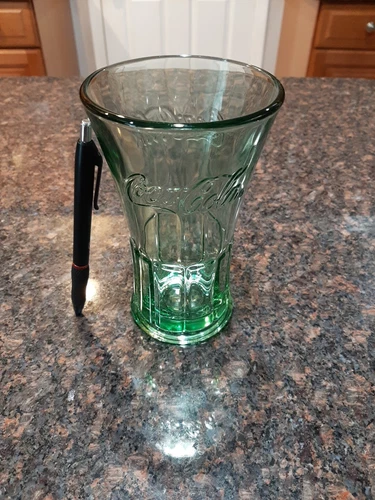 Coke-A-Cola Glass Cup 16 Oz Soda Glass Vintage Nice Green Tint Green Tint