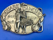 Vintage 1985 Western Country Line Square Dancing Belt Buckle By Siskiyou