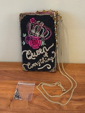 Mary Frances Queen Of Everything Crossbody Clutch Purse Fully Beaded Phone Bag