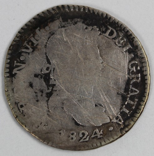1824 CUZCO -T (PERU) 1 REAL -- BUST --- FERDIND VII (SILVER) -- EXTRA RARE--
