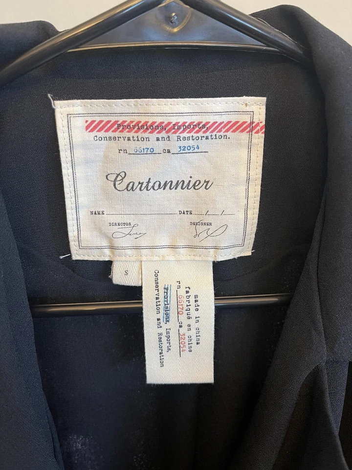 ANTHROPOLOGIE Cartonnier Negro Corbata Cintura Chaleco Blazer con Bolsillos Mujer’s Pequeño Foto 3 de 4