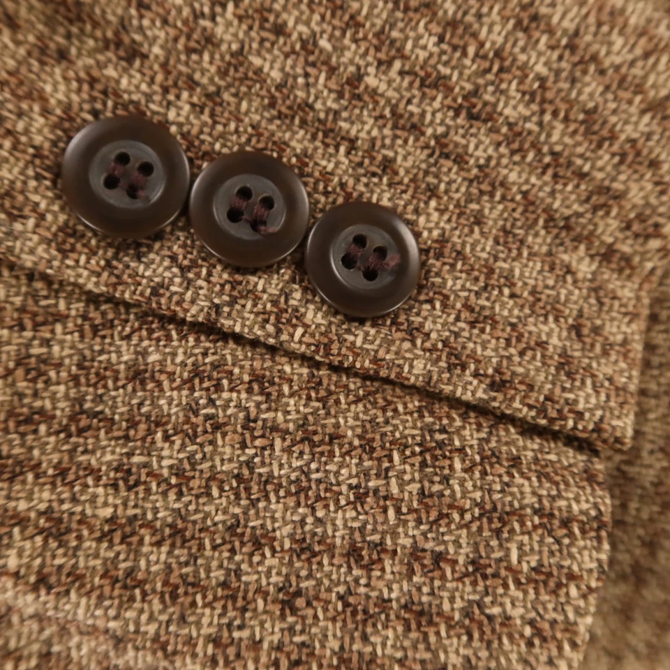 Chaqueta de Colección Hopsack M Marrón Pata de Gallo Cuadros Seda Lana Blazer Abrigo Deportivo 42R Foto 3 de 4