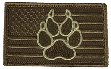 DESERT TAN SUBDUED AMERICAN FLAG DOG PAW Patch - Hook and Loop Back - Vet Owned