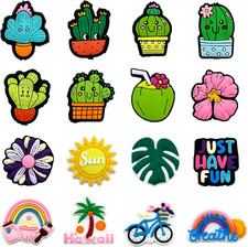 16 Pcs Summer Silicone Focal Bead Cute Loose Beads Accessory for DIY Keychains B