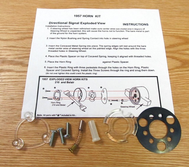1957 CHEVY HORN RING INSTALLATION KIT Belair & 210 Models ** USA MADE