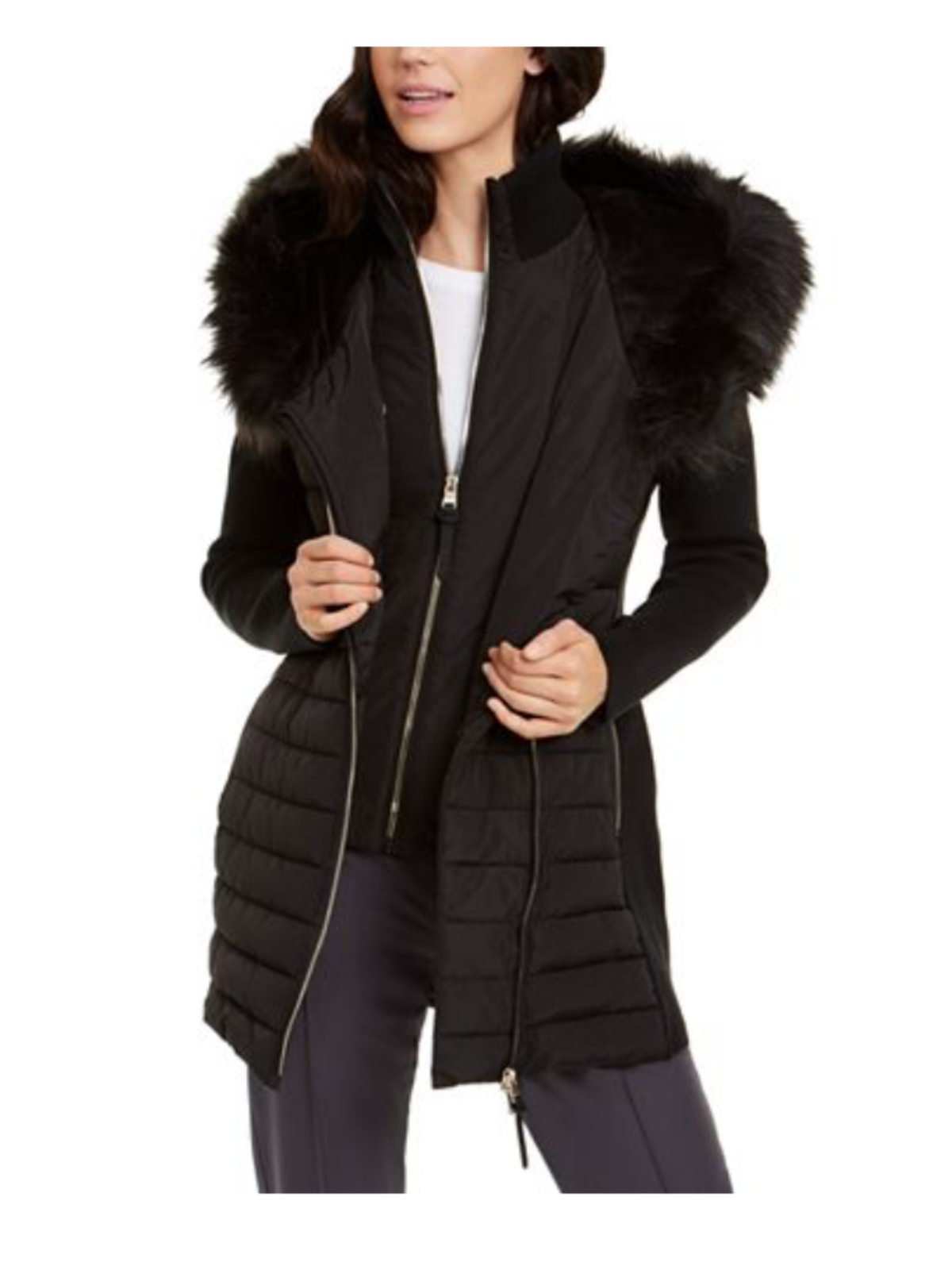Faux Fur Hooded Walker Jacket Coat Size 