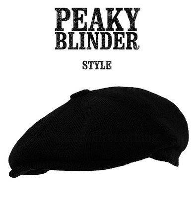 black felt flat cap
