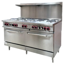3 Phase NSF 60" W Commercial Electric Range Stove 10 Burners With 2 Ovens
