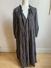 Max Studio BNWOT Women Black floral tiered maxi Dress sz Medium