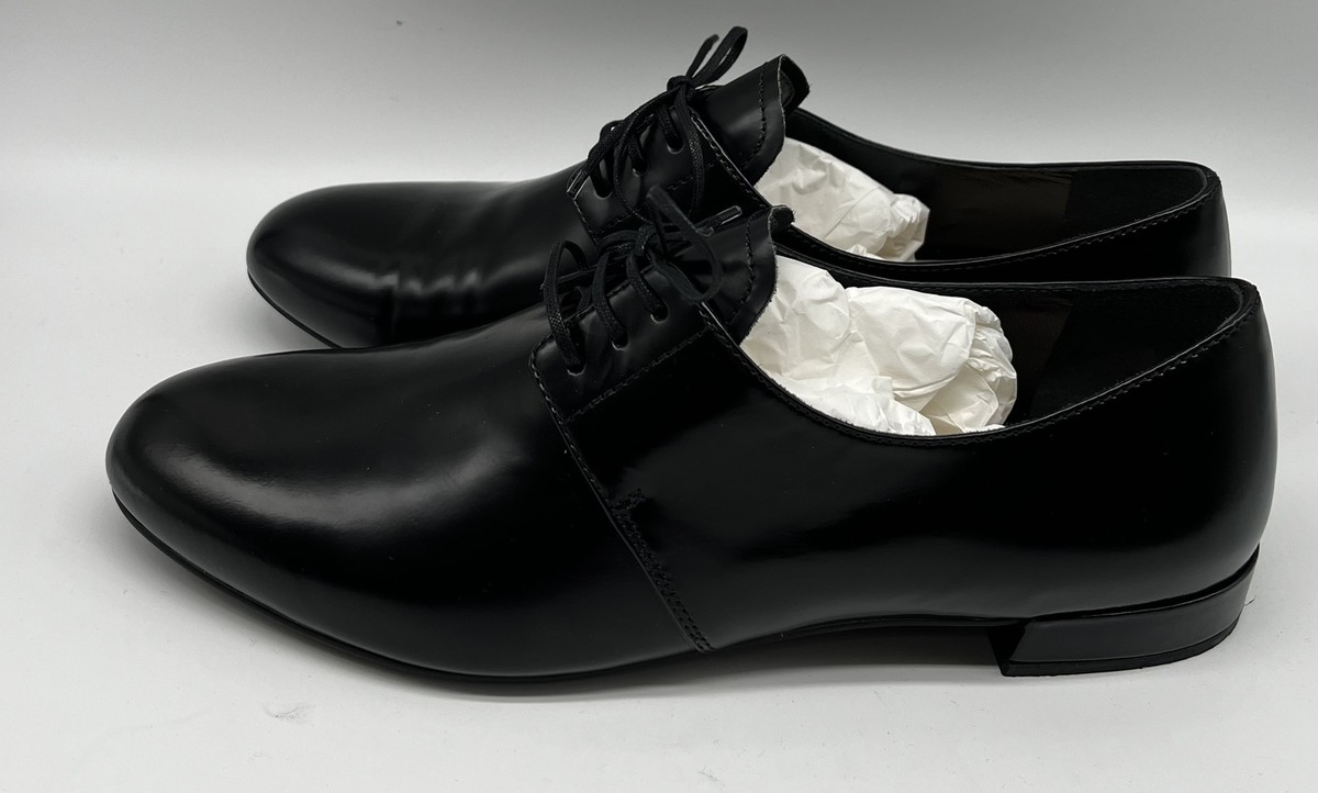 Prada Women's Black Patent Leather Lace-Up Oxford Shoe sz Prada Women's Black Patent Leather Lace-Up Oxford Shoe sz