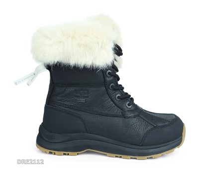 UGG Adirondack III Fluff Black Leather Fur Boots Womens Size 6 *NEW-