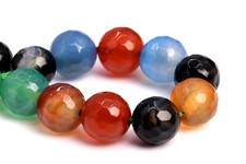 8MM Natural Multicolored Agate Beads Grade A Faceted Round Loose Beads 7"