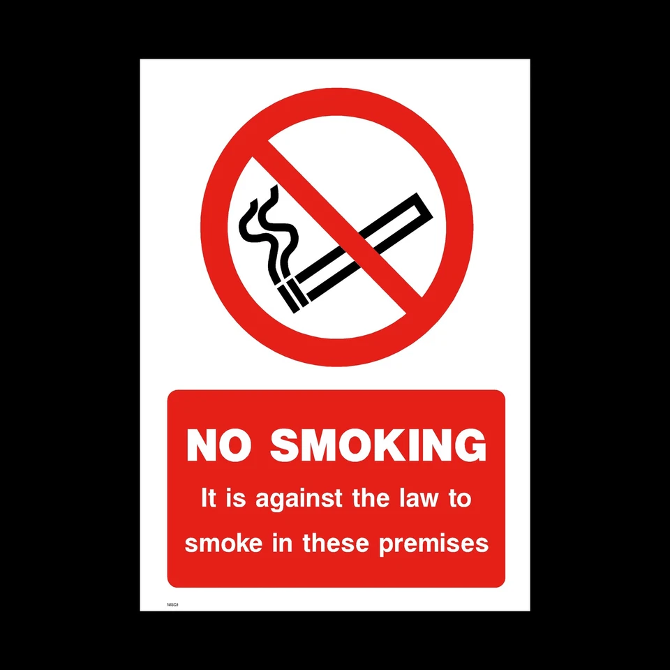 SAFETYSIGNS&STICKERS No Smoking Sign, Sticker - All Sizes & Materials, Premises, Law, Against (MISC9)