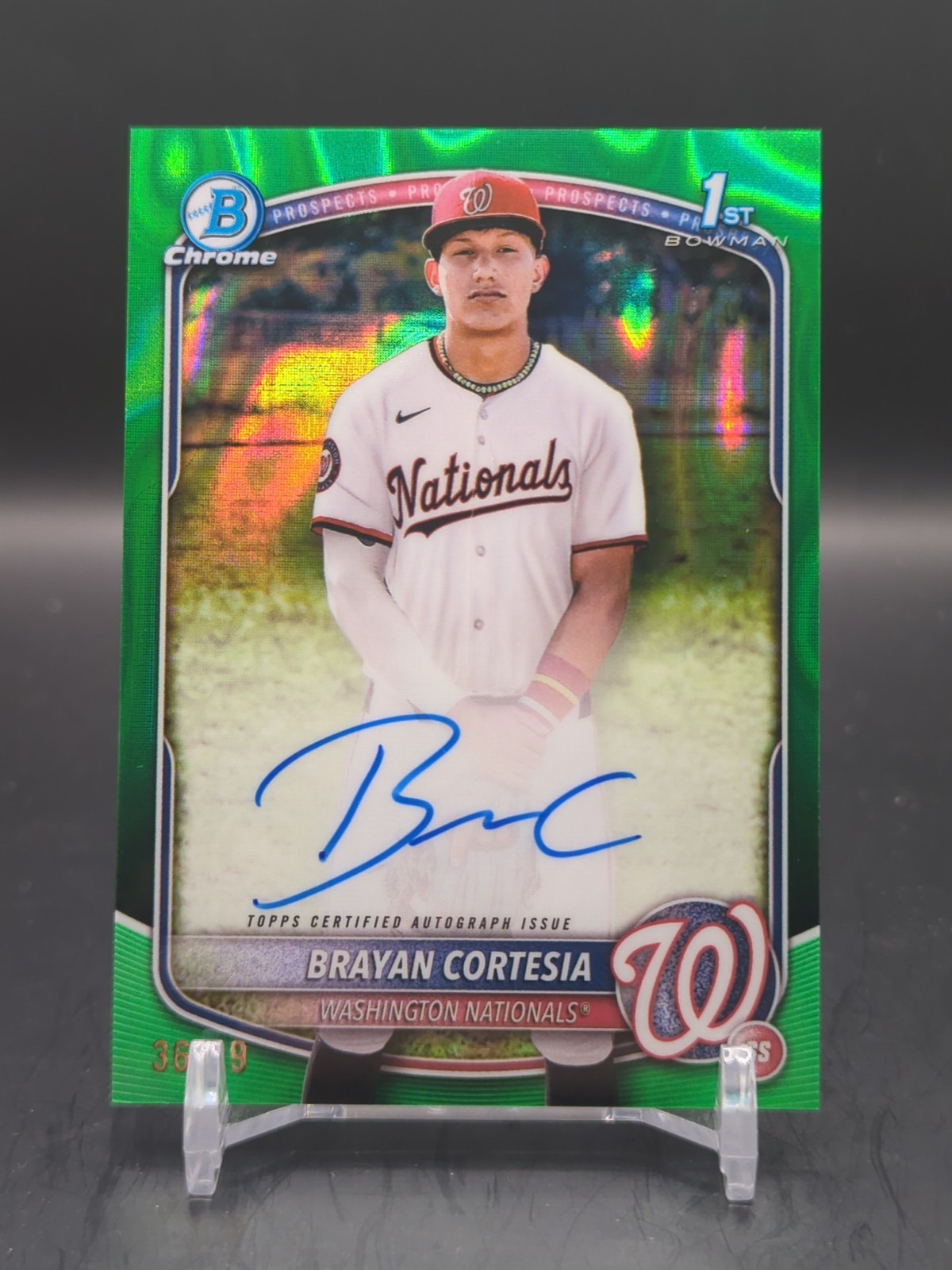 BRAYAN CORTESIA 2025 BOWMAN CHROME 1ST GREEN LAVA REFRACTOR AUTO /99 
