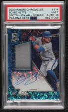 2020 Panini Chronicles Spectra Neon Blue Prizm 95/99 Bo Bichette PSA 7 Auto q4j