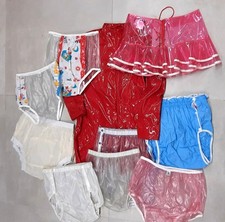 Lot  8 culottes plastique pvc  L/XL   1 jupettes pvc rose et 1 body Vinyle rouge