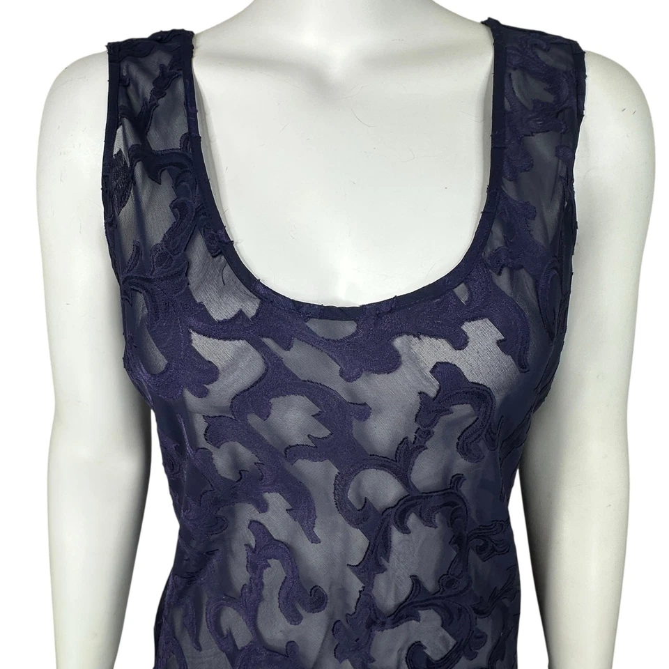 Vestido Vintage Victoria's Secret Grande Transparente Floral Años 90 Y2K Púrpura Oro Etiqueta Foto 2 de 4