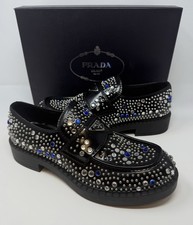Prada Rhinestone Embellished Leather Loafer Size 10.5 US 9.5 EU