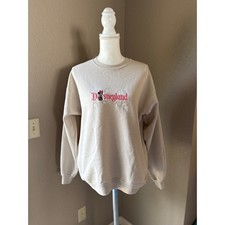 Disneyland Minnie Mouse Embroidered Crewneck Sweatshirt Cream Womens XL Disney